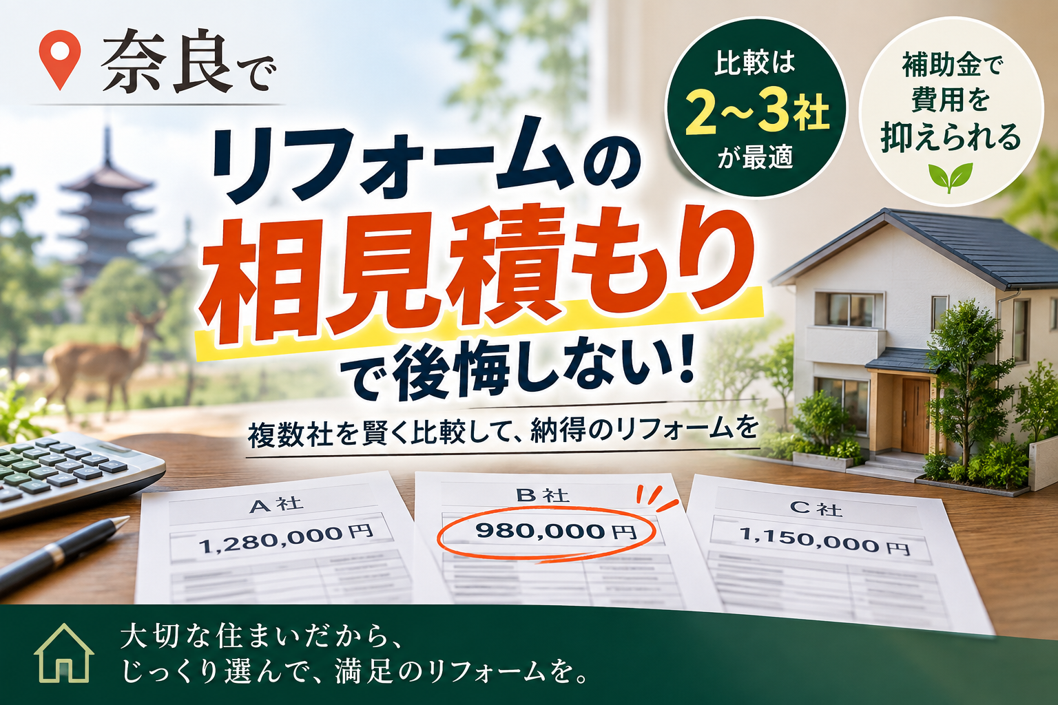奈良の相見積もりでリフォームを大成功させる！複数社の賢い比較と見積書の見極め方