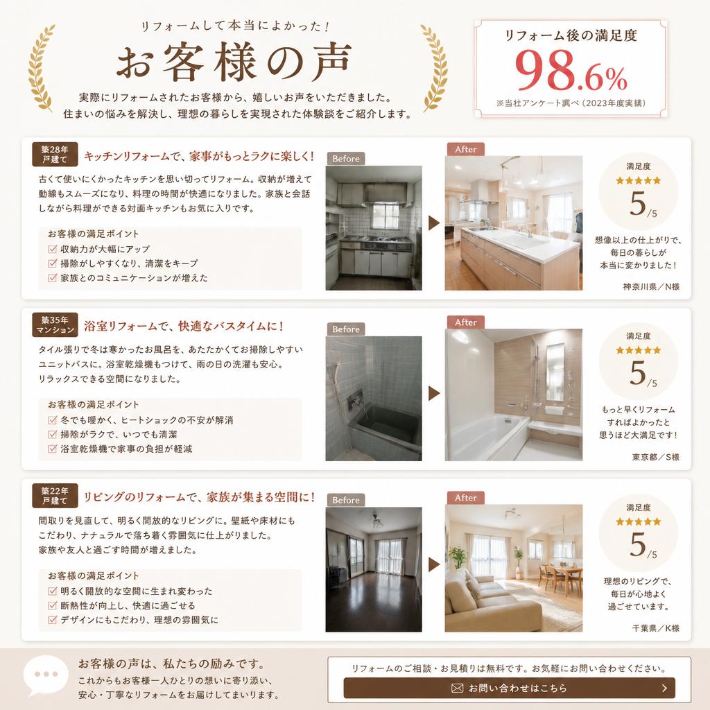 お客様の声：リフォームの成功事例