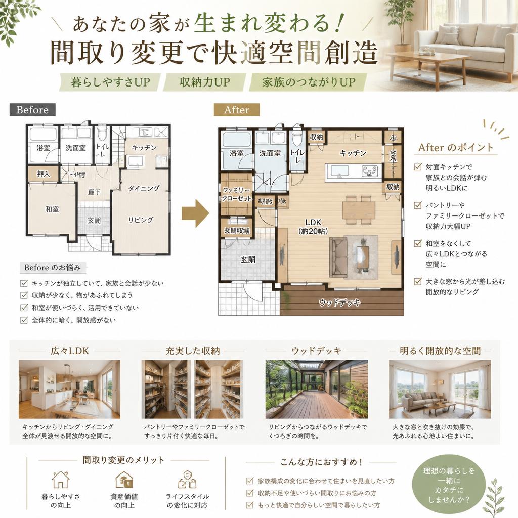 あなたの家が生まれ変わる！間取り変更で快適空間創造