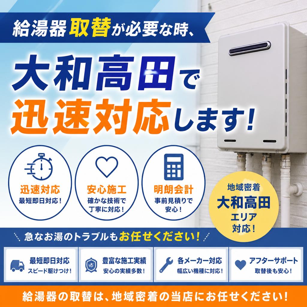 給湯器取替が必要な時、大和高田で迅速対応します！
