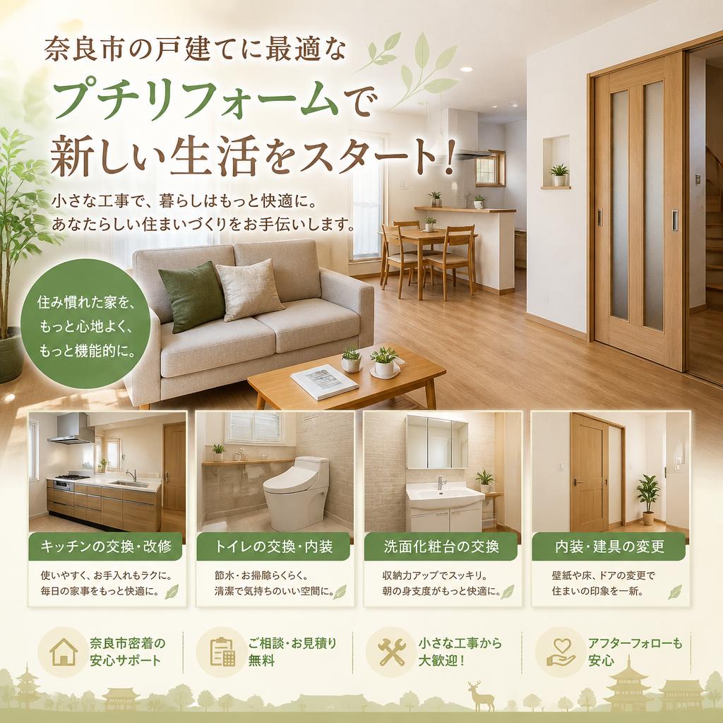 奈良市の戸建てに最適なプチリフォームで新しい生活をスタート！