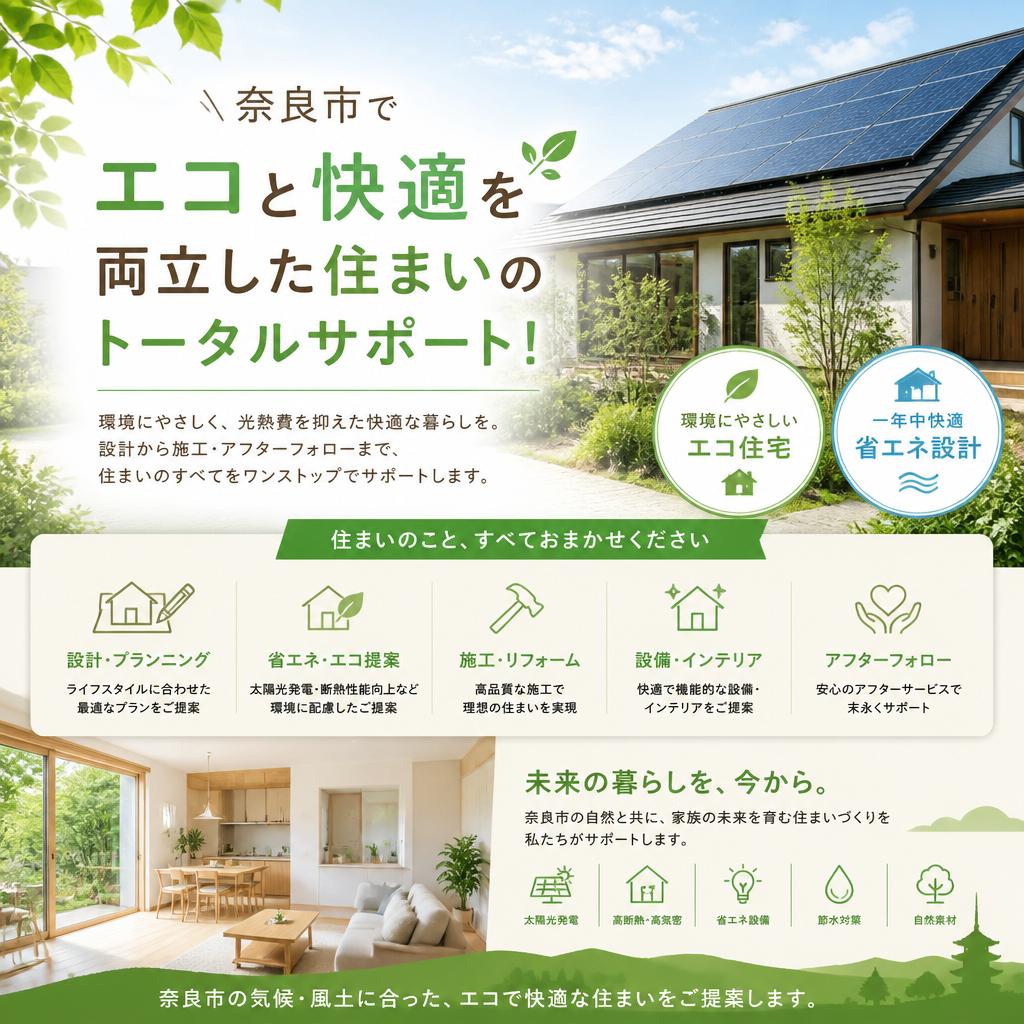 奈良市でエコと快適を両立した住まいのトータルサポート！