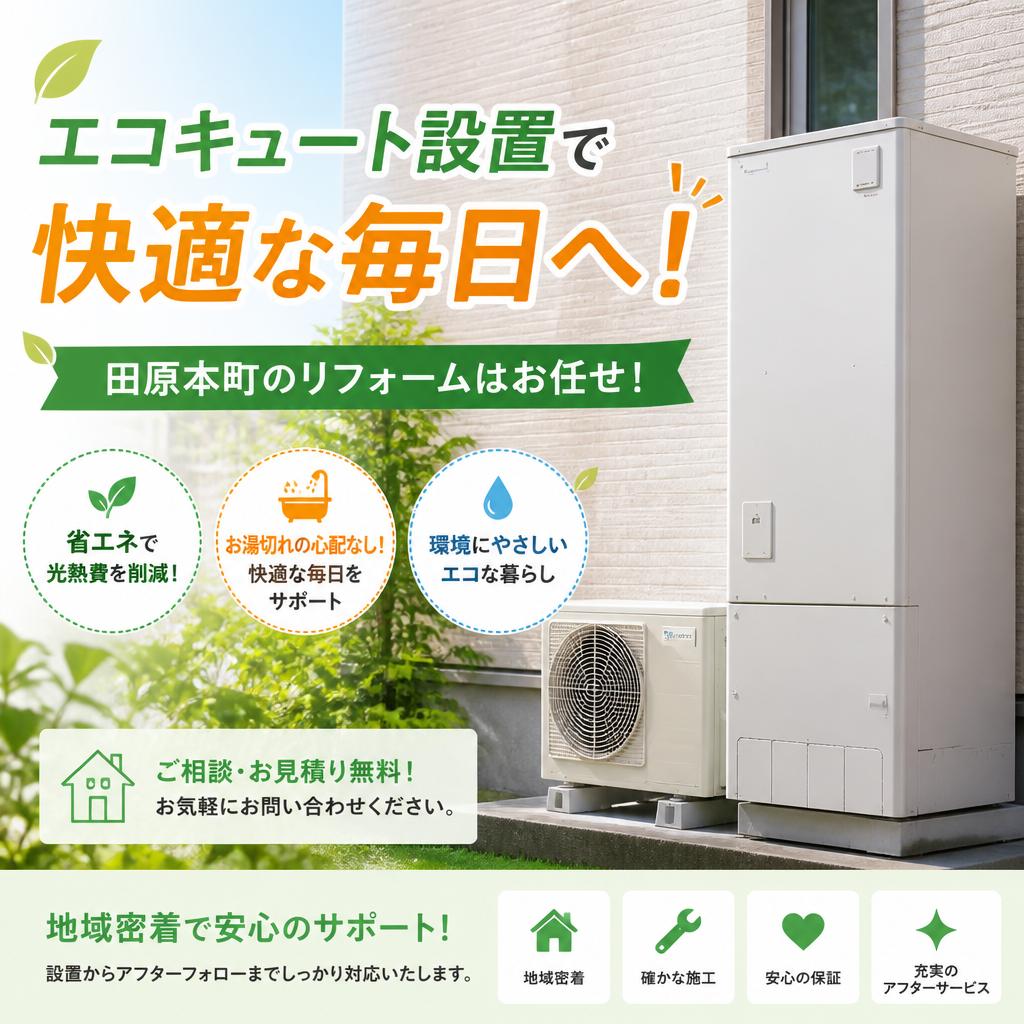 エコキュート設置で快適な毎日へ！田原本町のリフォームはお任せ！