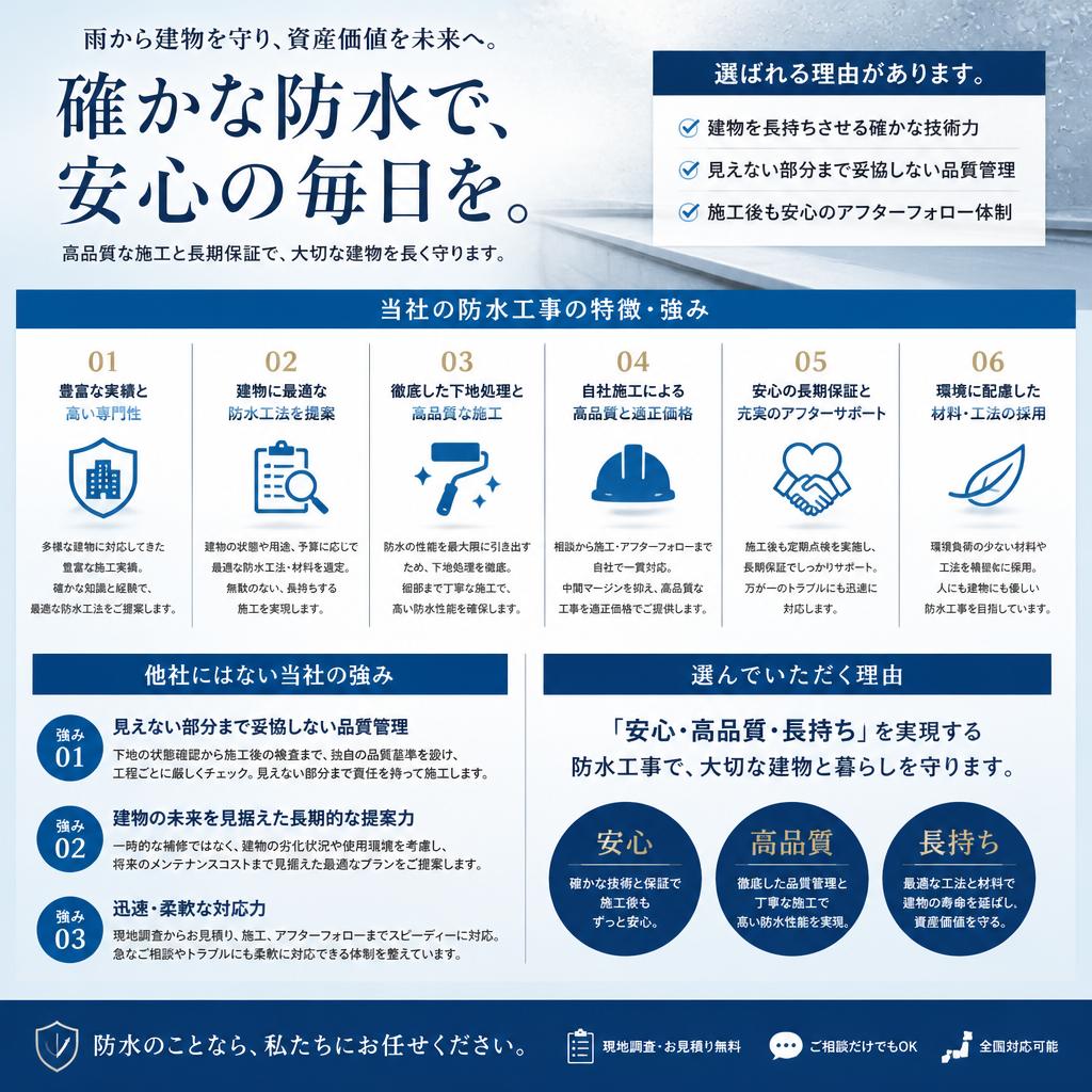 当社の防水工事の特徴