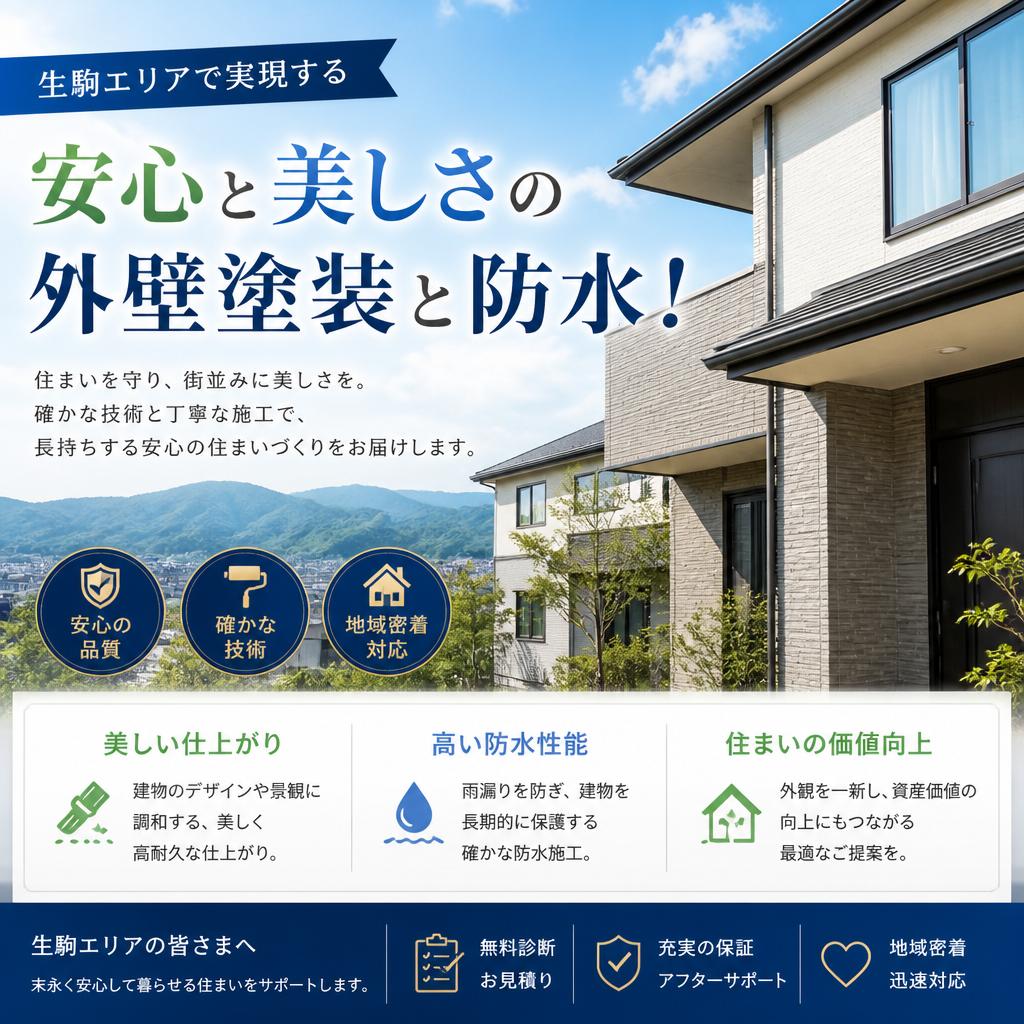 生駒エリアで実現する、安心と美しさの外壁塗装と防水！