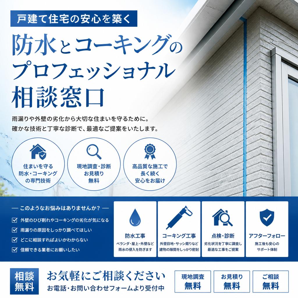 戸建て住宅の安心を築く、防水とコーキングのプロフェッショナル相談窓口