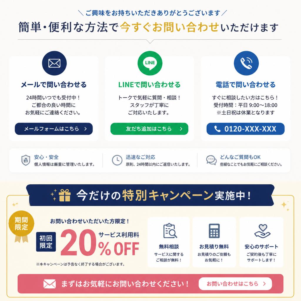 今すぐお問い合わせを！