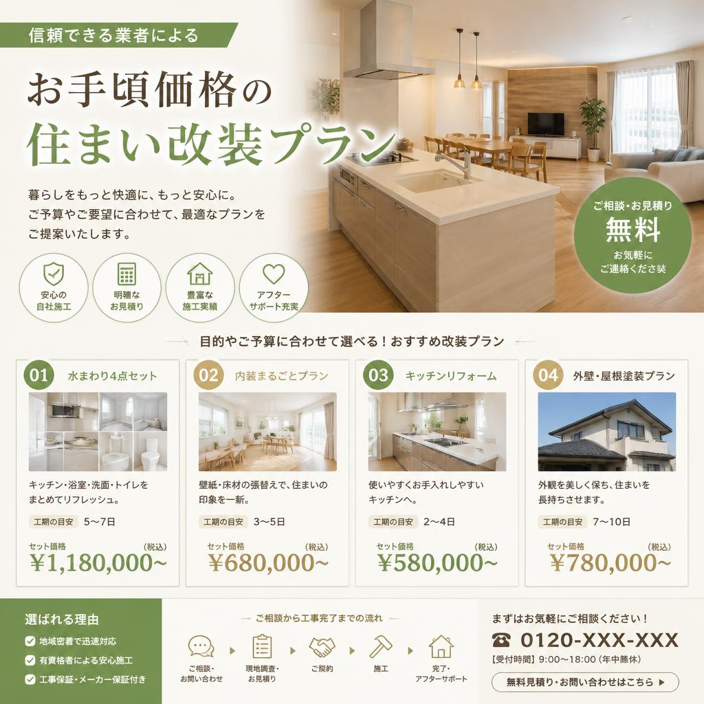 信頼できる業者によるお手頃価格の住まい改装プラン