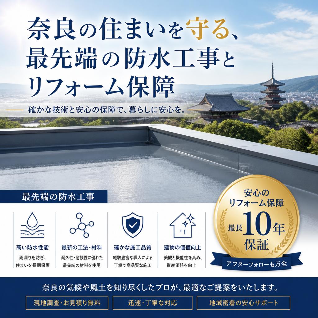 奈良の住まいを守る、最先端の防水工事とリフォーム保障