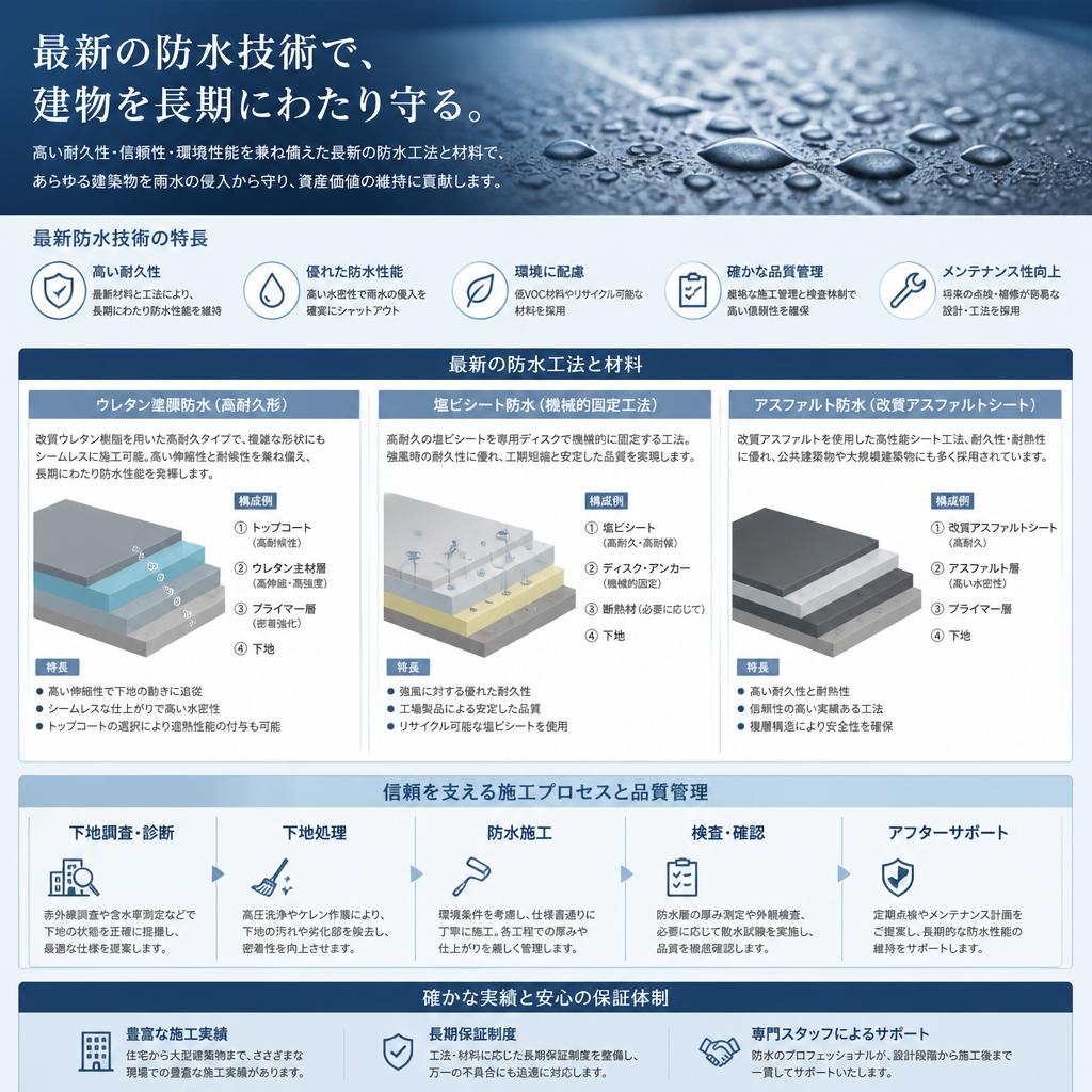 最新技術を駆使した防水施工