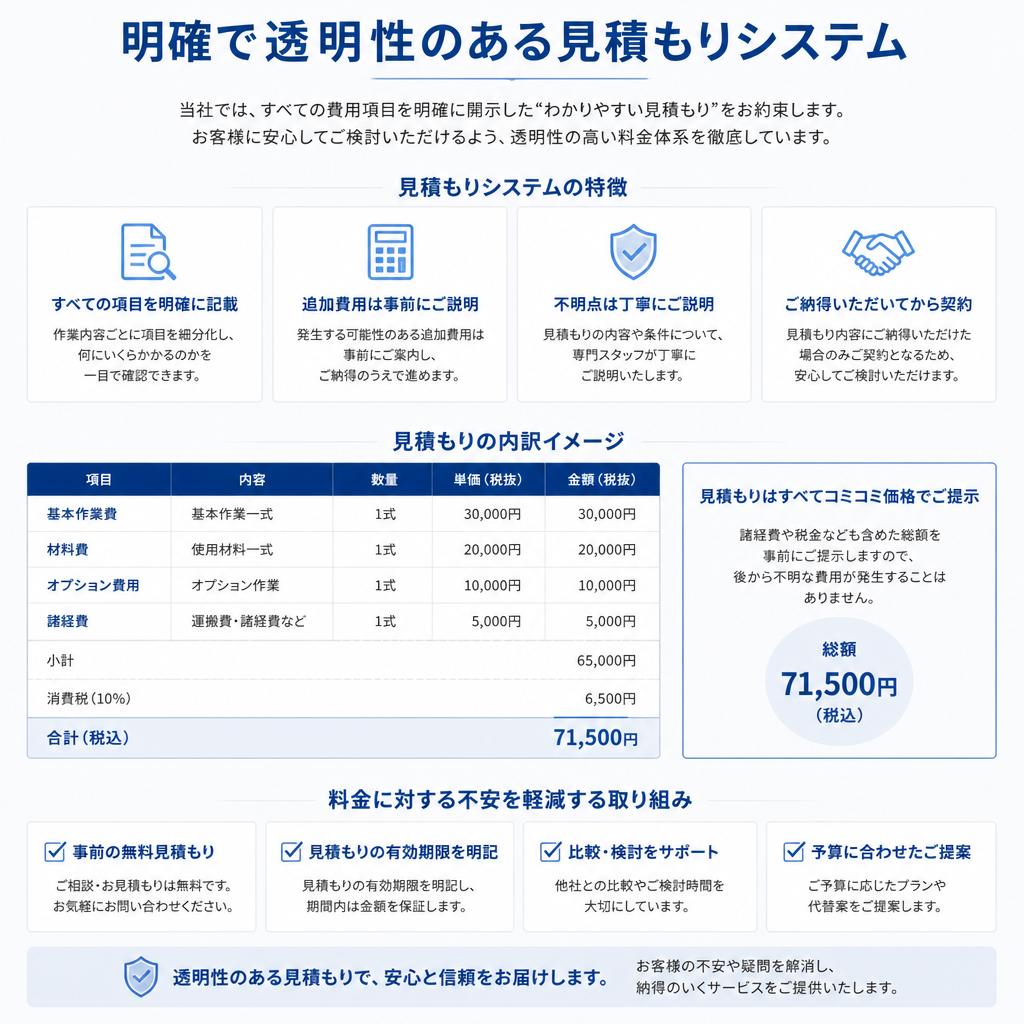 見積りは無料！安心の価格設定