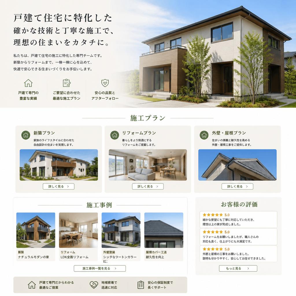 戸建て住宅に特化した施工