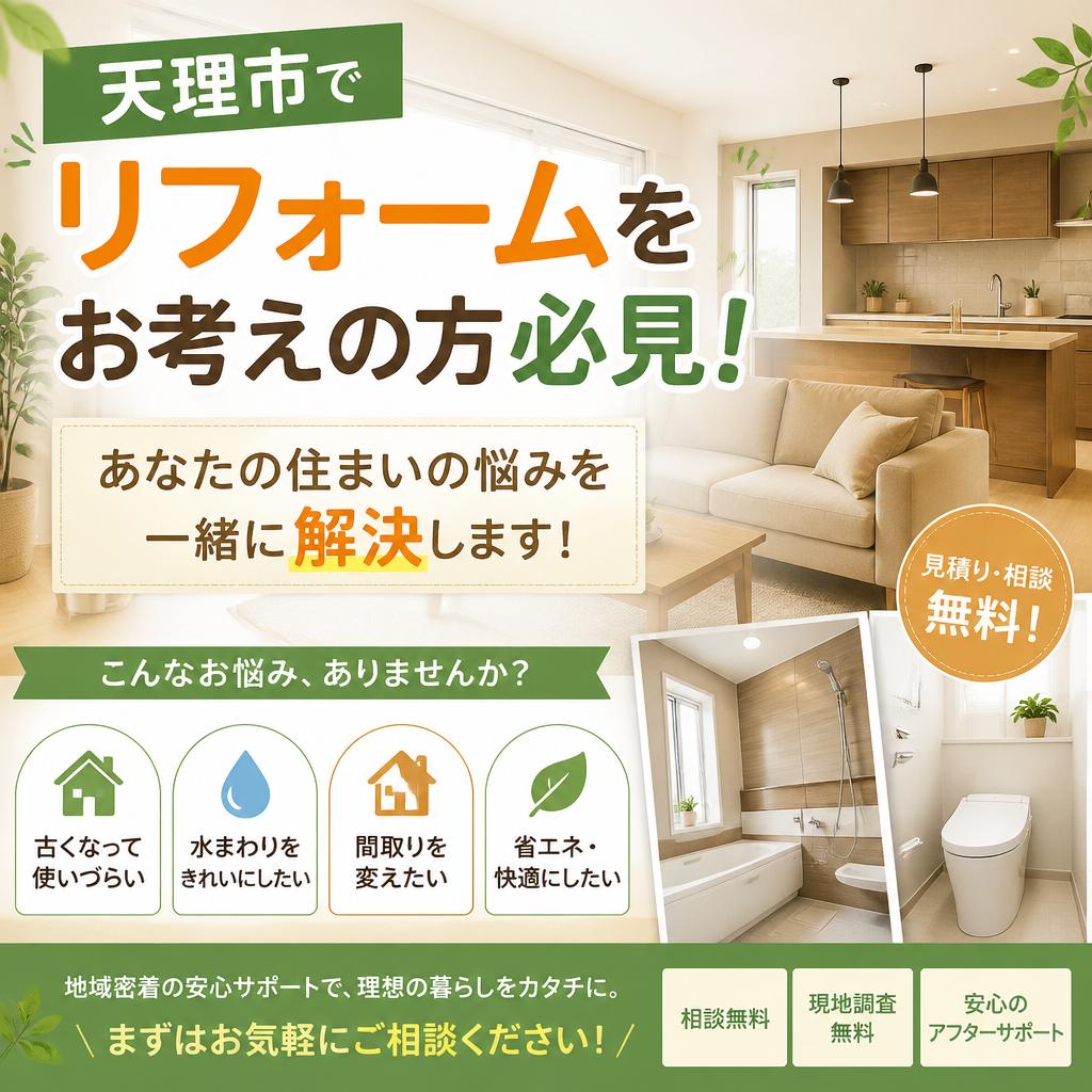 天理市でリフォームをお考えの方必見！あなたの住まいの悩みを一緒に解決します！