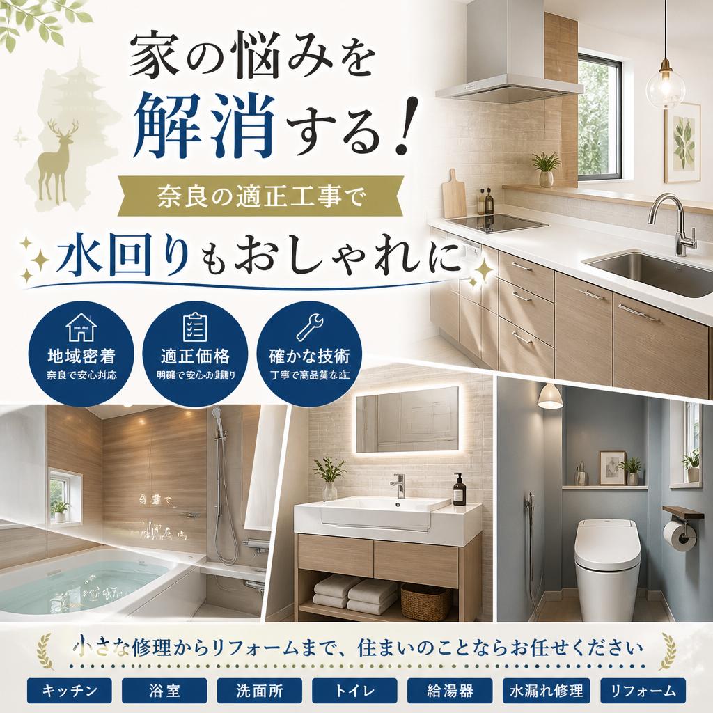 家の悩みを解消する！奈良の適正工事で水回りもおしゃれに