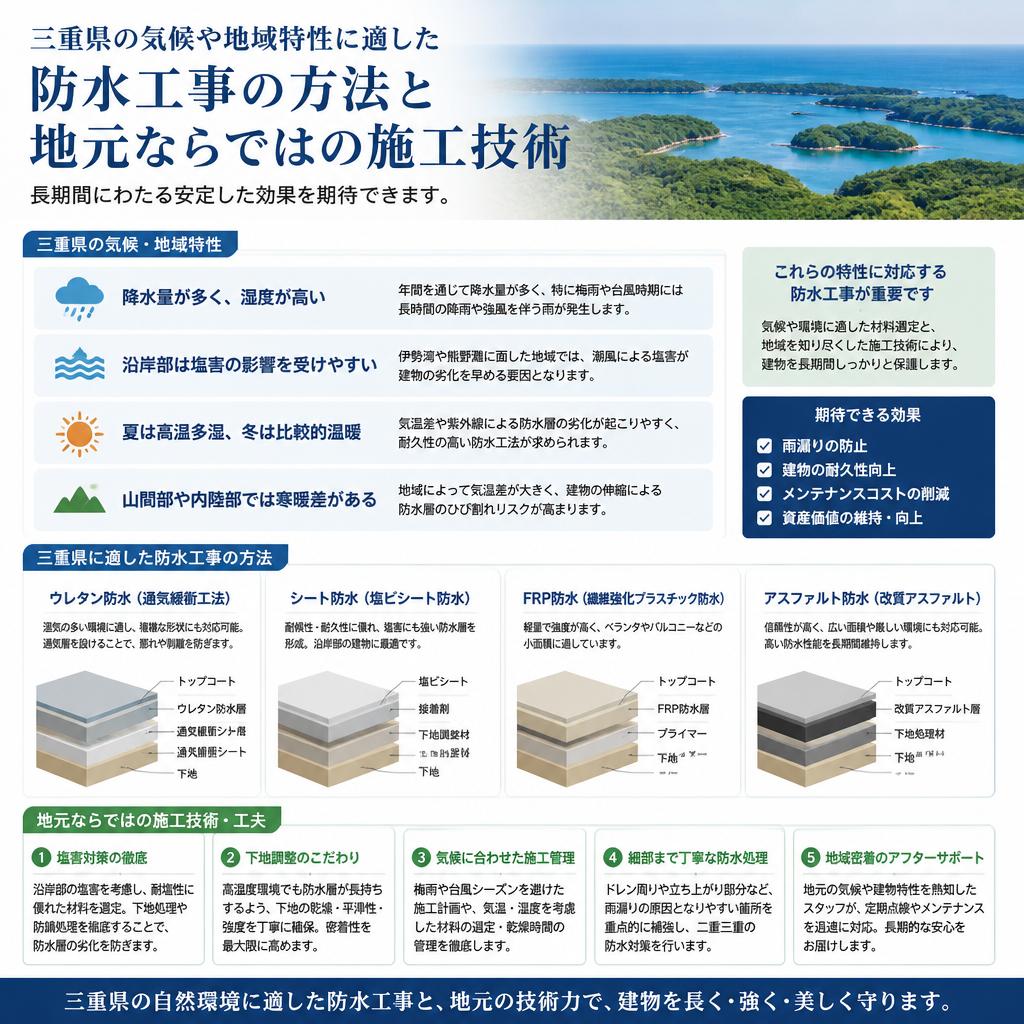 三重県の防水工事の特徴
