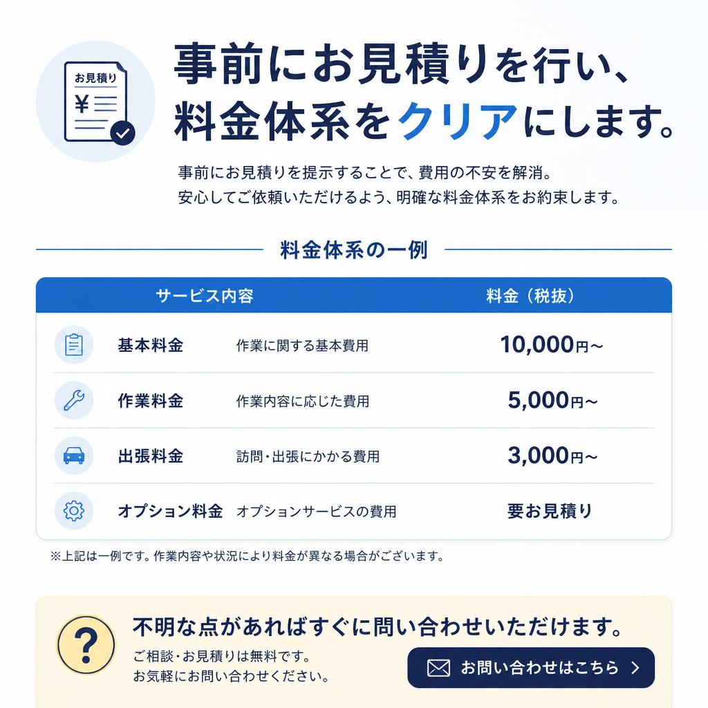 見積りがスムーズ!透明な料金体系のご説明