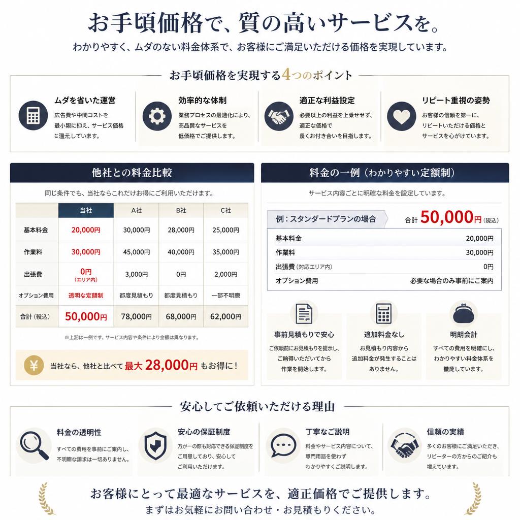 お手頃価格で透明性のある料金体系